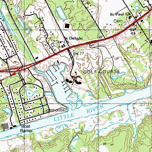 Topographic Map of Coquina Harbor, SC