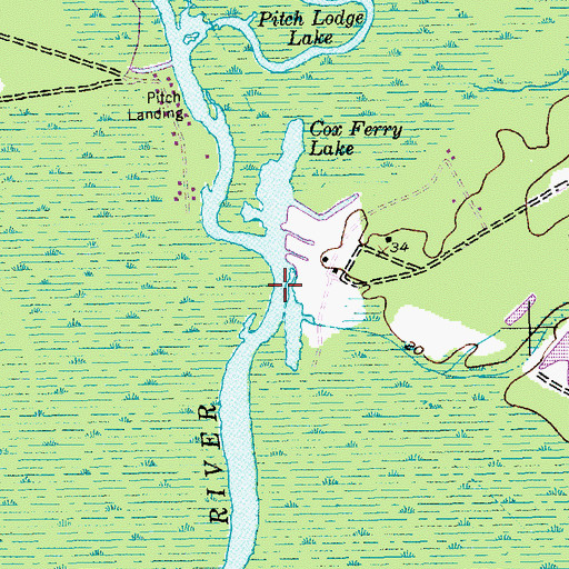 Topographic Map of Coxs Ferry (historical), SC