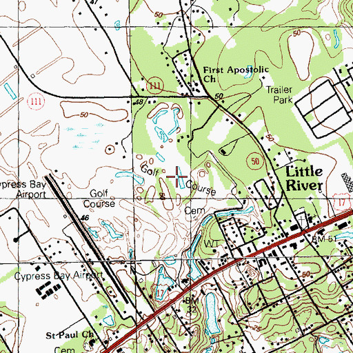 Topographic Map of Cypress Bay Golf Course, SC