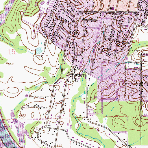 Topographic Map of Paden Church, AL