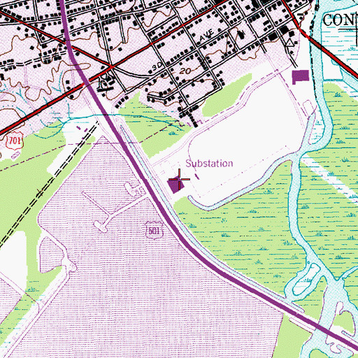 Topographic Map of Dolphus M Grainger Steam Generating Electric Plant, SC