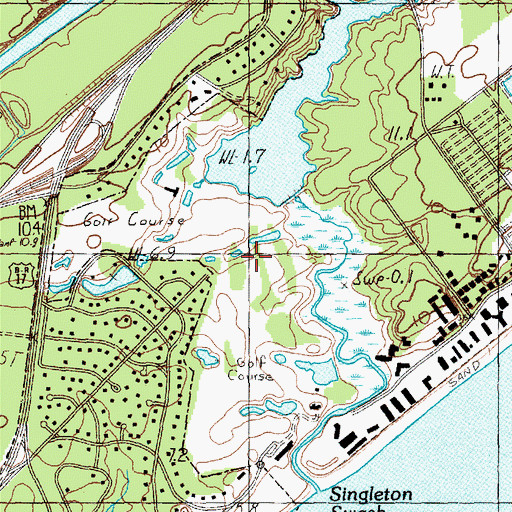 Topographic Map of Dunes Golf Course, SC