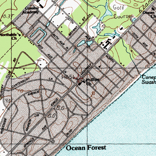 Topographic Map of Dunes Shopping Center, SC