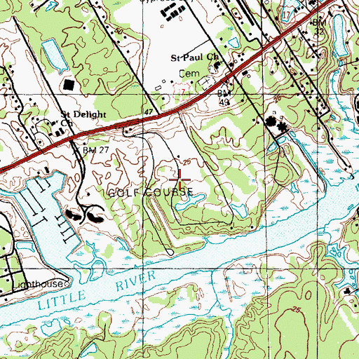 Topographic Map of Eastport Golf Course, SC