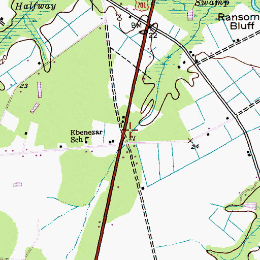 Topographic Map of Ebenezer Church (historical), SC