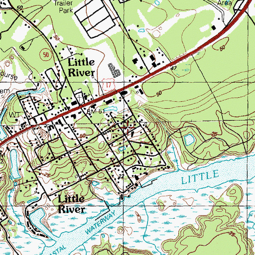 Topographic Map of First Baptist Church, SC