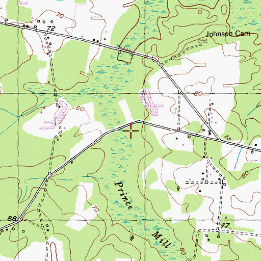 Topographic Map of Gineretts Mill (historical), SC