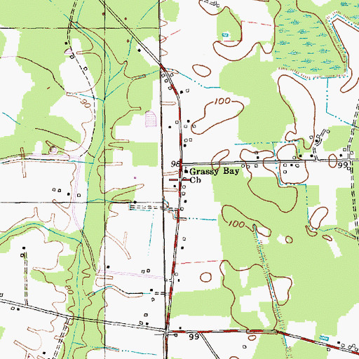 Topographic Map of Grassy Bay School (historical), SC