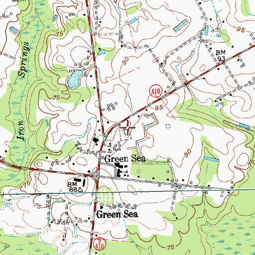 Topographic Map of Green Sea Cemetery, SC