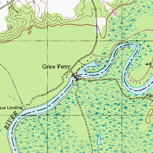 Topographic Map of Grices Ferry (historical), SC