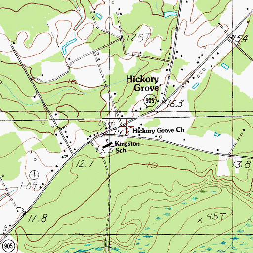 Topographic Map of Hickory Grove Church, SC