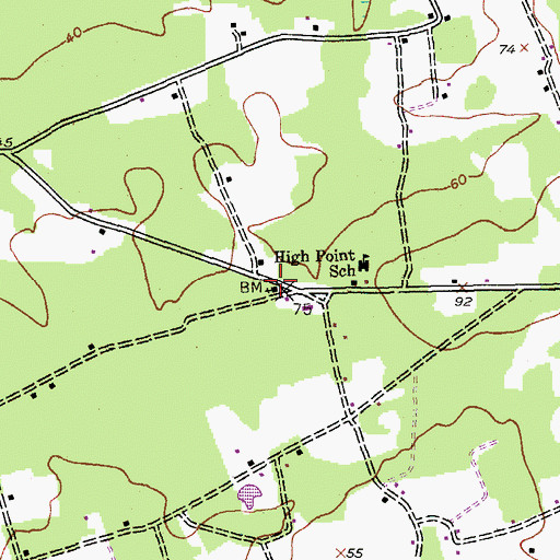 Topographic Map of High Point Church, SC