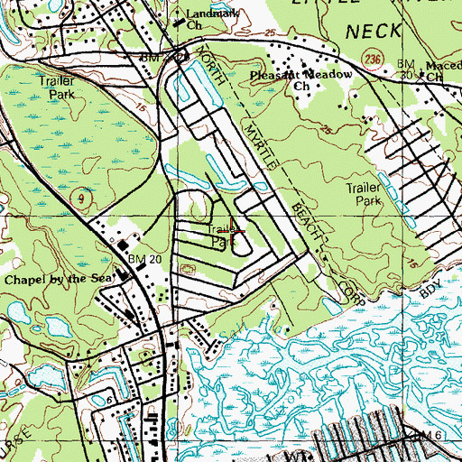 Topographic Map of Hollywood, SC