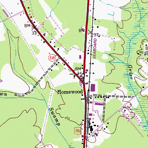 Topographic Map of Homewood Church, SC