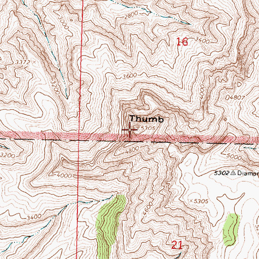 Topographic Map of Thumb, AZ