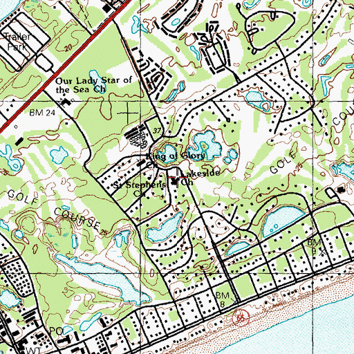 Topographic Map of Lakeside Baptist Church, SC