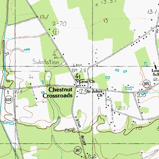 Topographic Map of Leon Church, SC