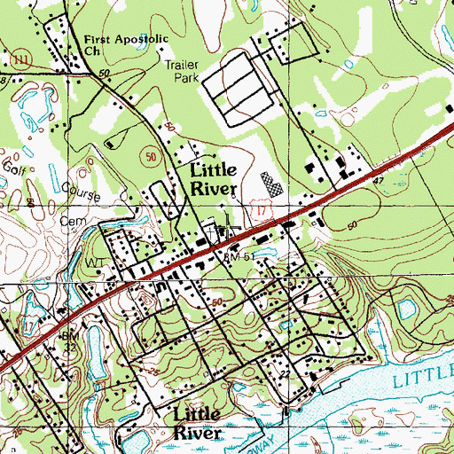 Topographic Map of Little River United Methodist Church, SC