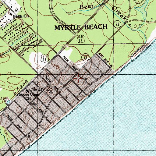 Topographic Map of Long Bay, SC
