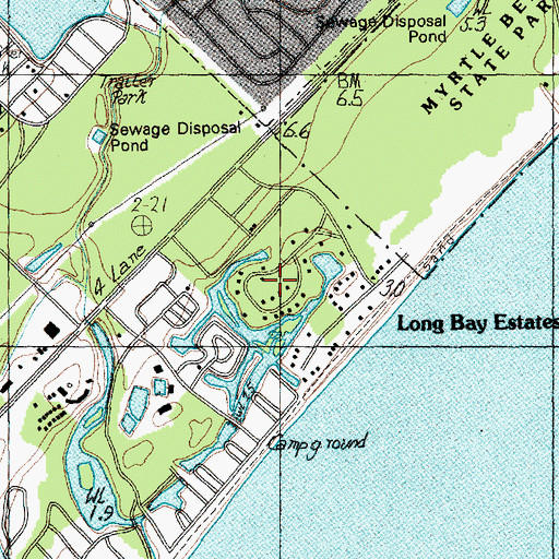 Topographic Map of Long Bay Estates, SC