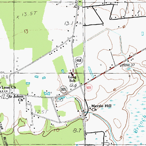 Topographic Map of Long School, SC