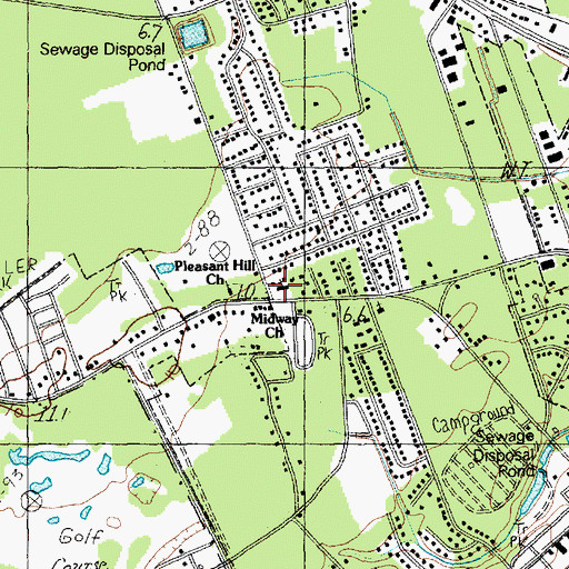 Topographic Map of Midway Church, SC