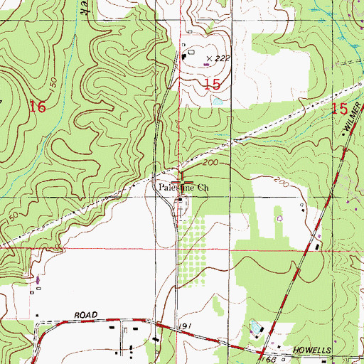 Topographic Map of Palestine Church, AL