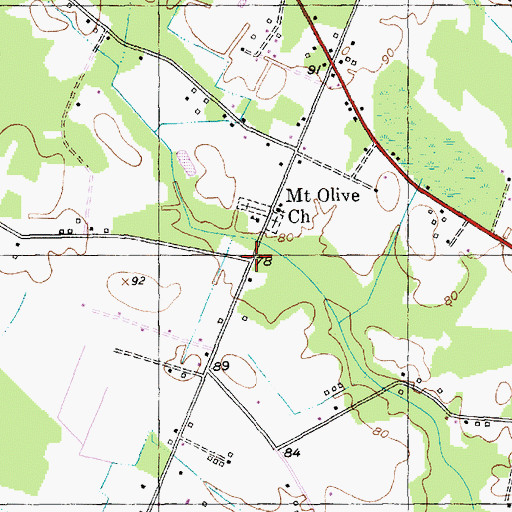 Topographic Map of Mount Olive, SC