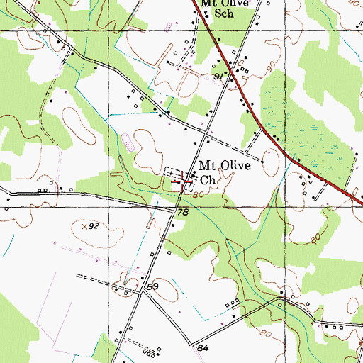 Topographic Map of Mount Olive School (historical), SC