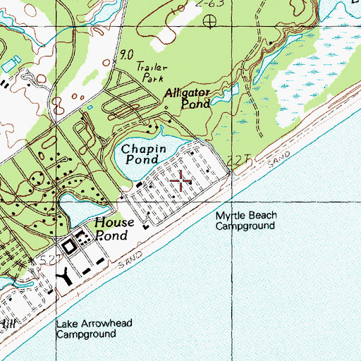 Topographic Map of Myrtle Beach Campground, SC