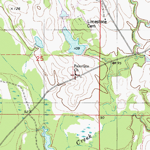 Topographic Map of Palestine Church, AL