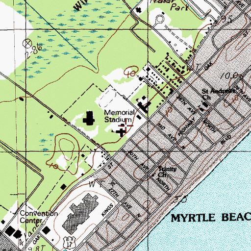 Topographic Map of Myrtle Beach Elementary School, SC