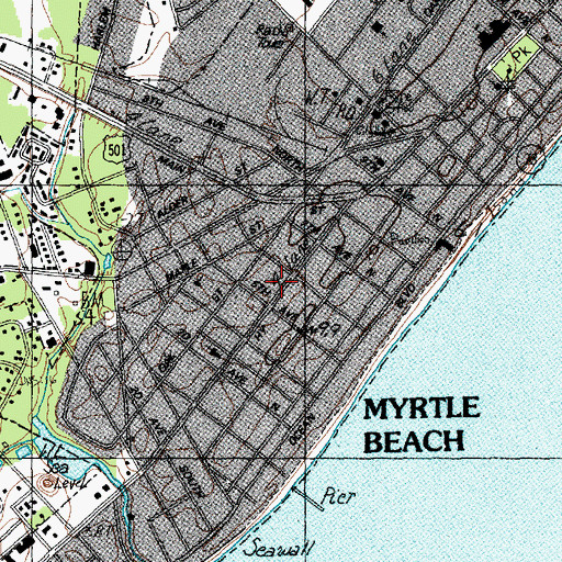 Topographic Map of Myrtle Beach Grammar School (historical), SC