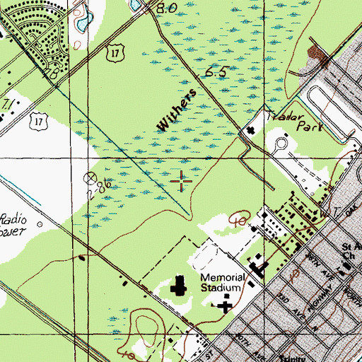 Topographic Map of Myrtle Beach High School, SC