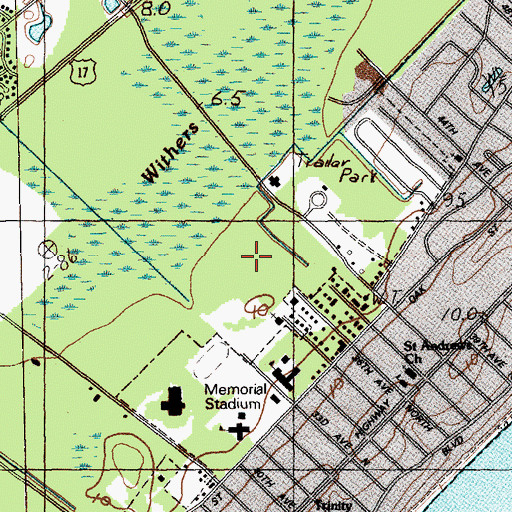 Topographic Map of Myrtle Beach Middle School, SC
