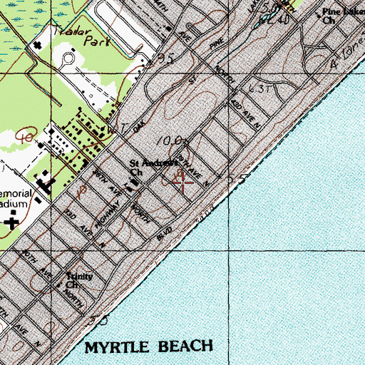 Topographic Map of Myrtle Heights, SC