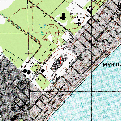 Topographic Map of Myrtle Square Mall Shopping Center, SC