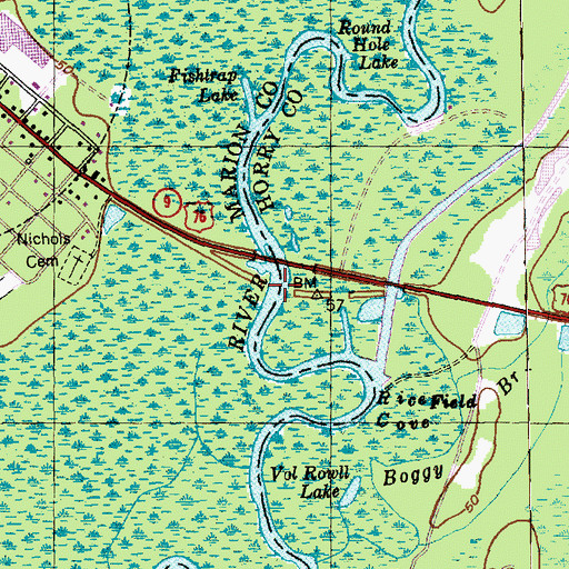 Topographic Map of Nichols Bridge (historical), SC