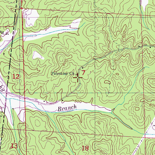 Topographic Map of Palestine Church, AL