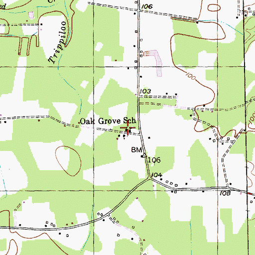 Topographic Map of Oak Grove Church, SC