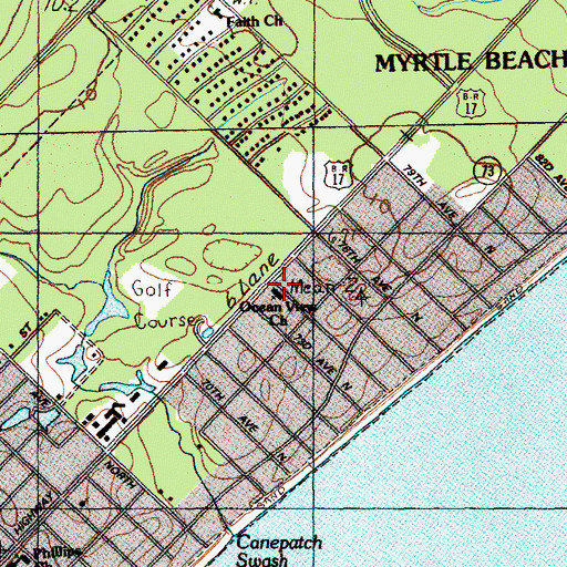Topographic Map of Ocean View Church, SC