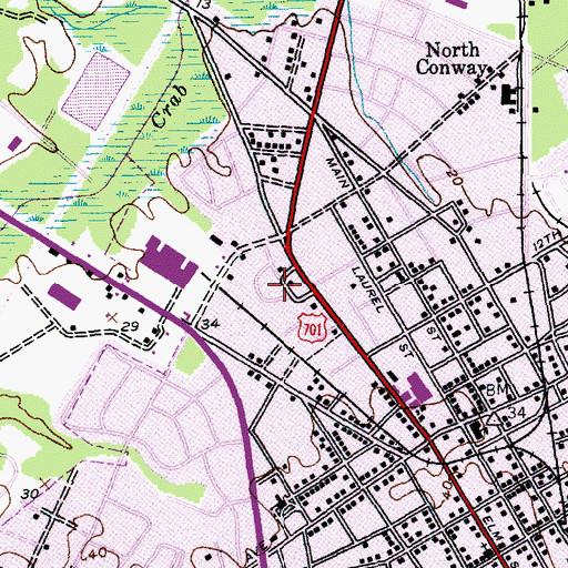 Topographic Map of Pinewood, SC