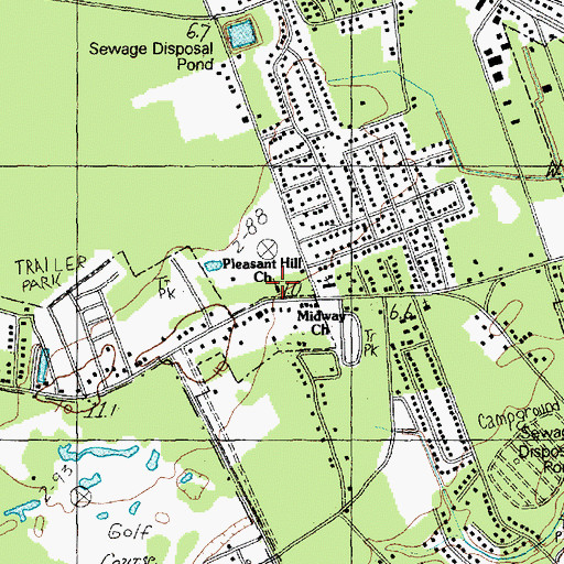 Topographic Map of Pleasant Hill Church, SC