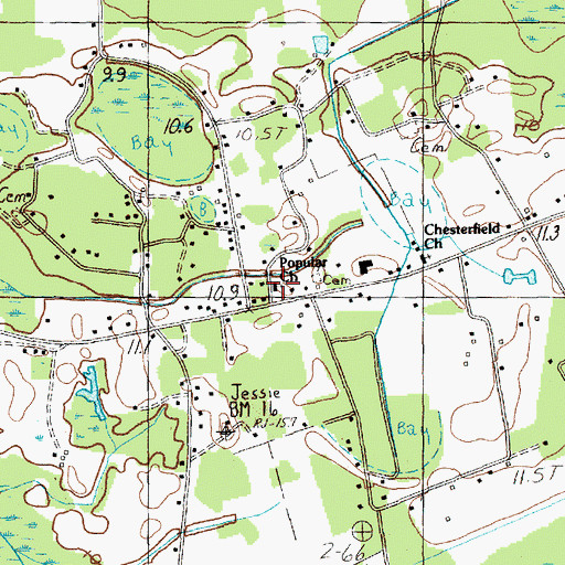 Topographic Map of Popular Church, SC