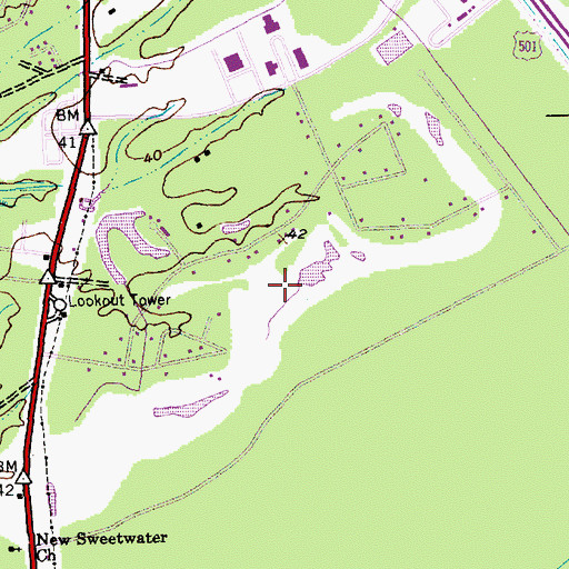 Topographic Map of Quail Creek Golf Course, SC