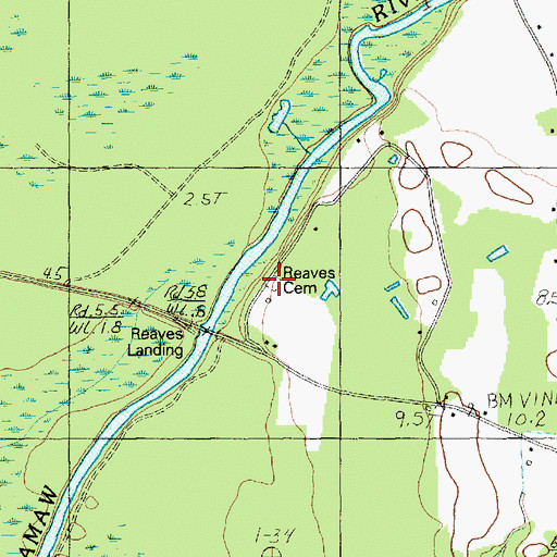 Topographic Map of Reaves Cemetery, SC
