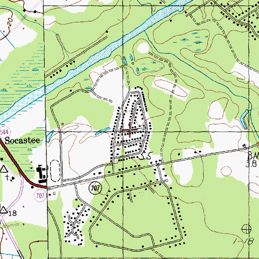 Topographic Map of Rosewood, SC