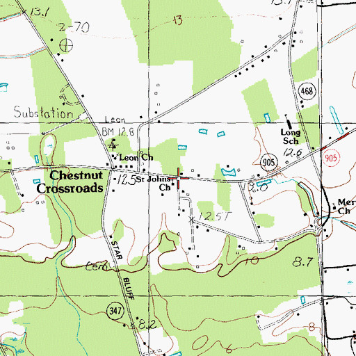 Topographic Map of Saint Johns Church, SC