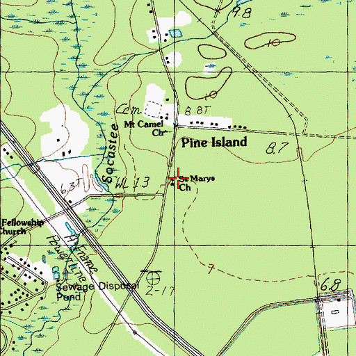 Topographic Map of Saint Marys Church, SC