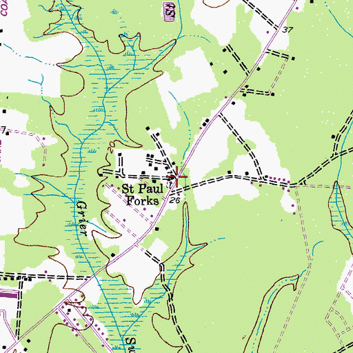 Topographic Map of Saint Pauls Church, SC